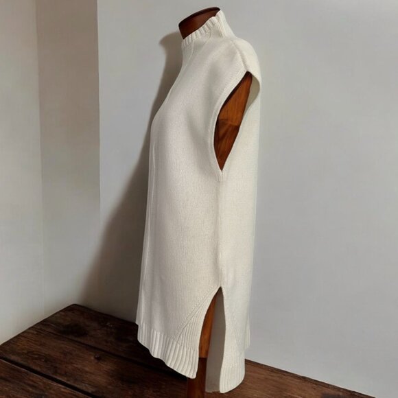 Akris Punto Cashmere Wool Blend Sweater Vest Long L High Neck - Picture 2 of 15